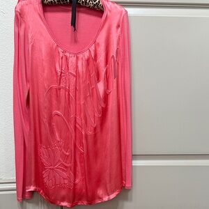 Chic Coral Long Sleeve Women's Top butterfly 2 piece